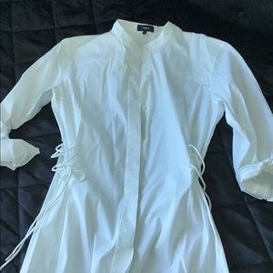 Theory crisp white mandarin neck shirt
